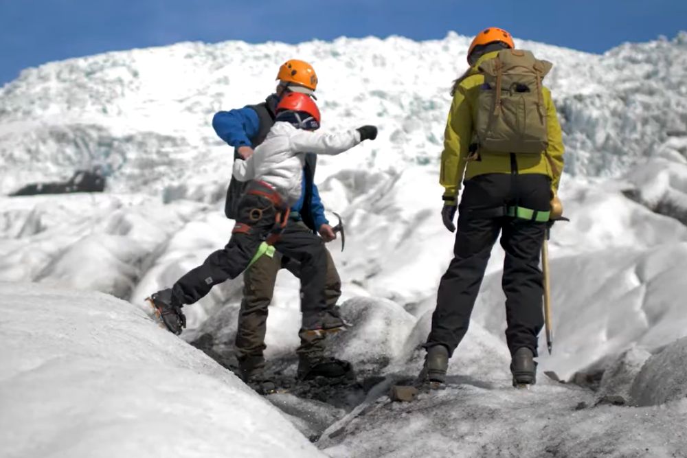 a family adventure on the glacier ice