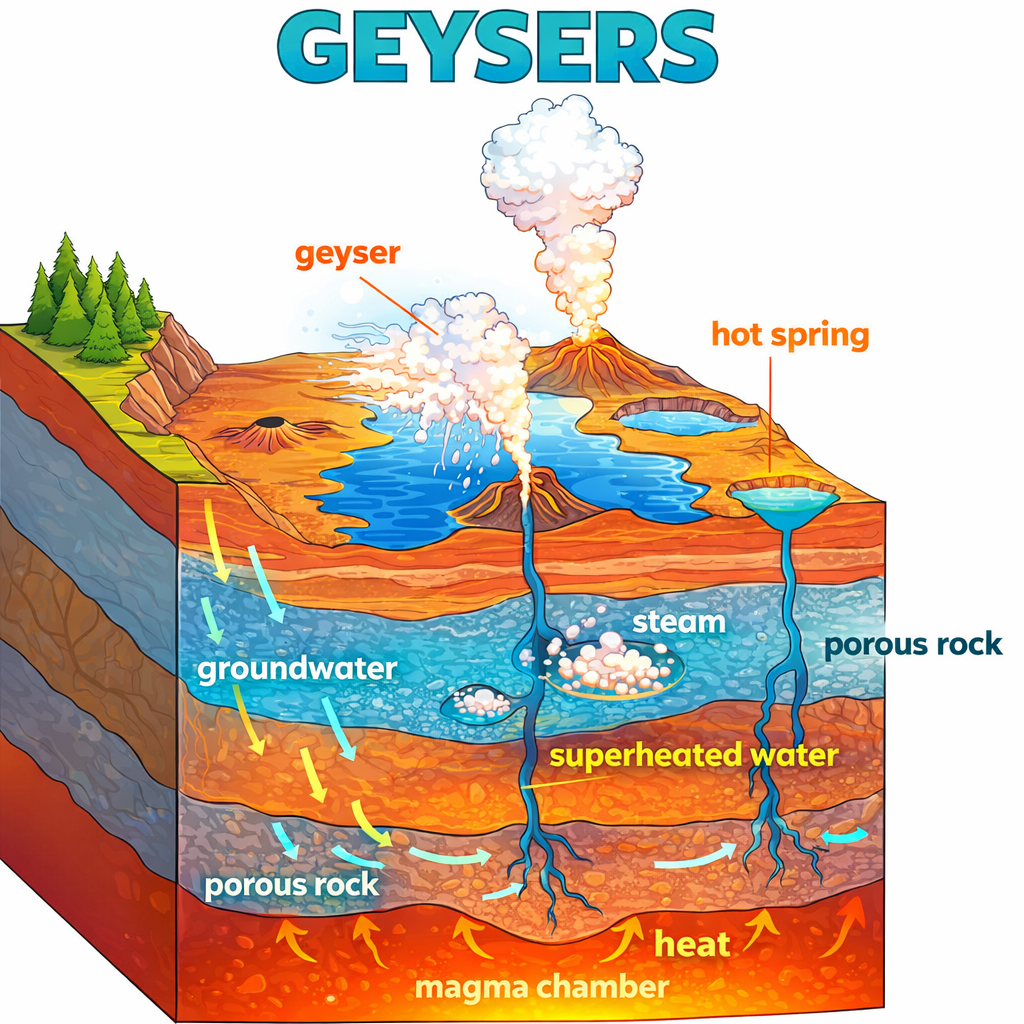 Iceland's Geysers: The Science Behind the Spectacle how geysers work – cross section diagram