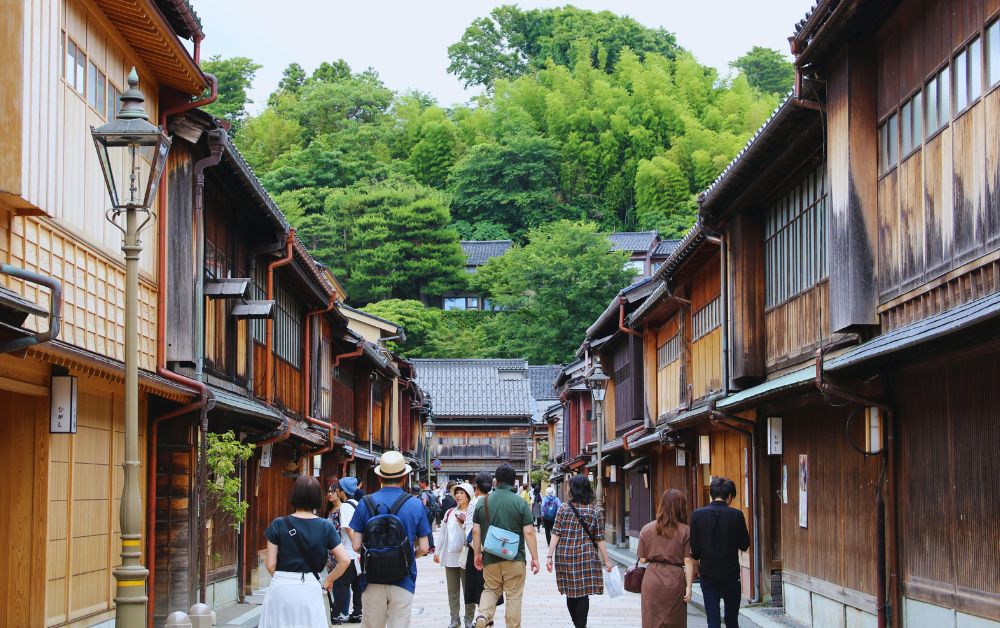 main street of higashi chaya geisha district, kanazawa