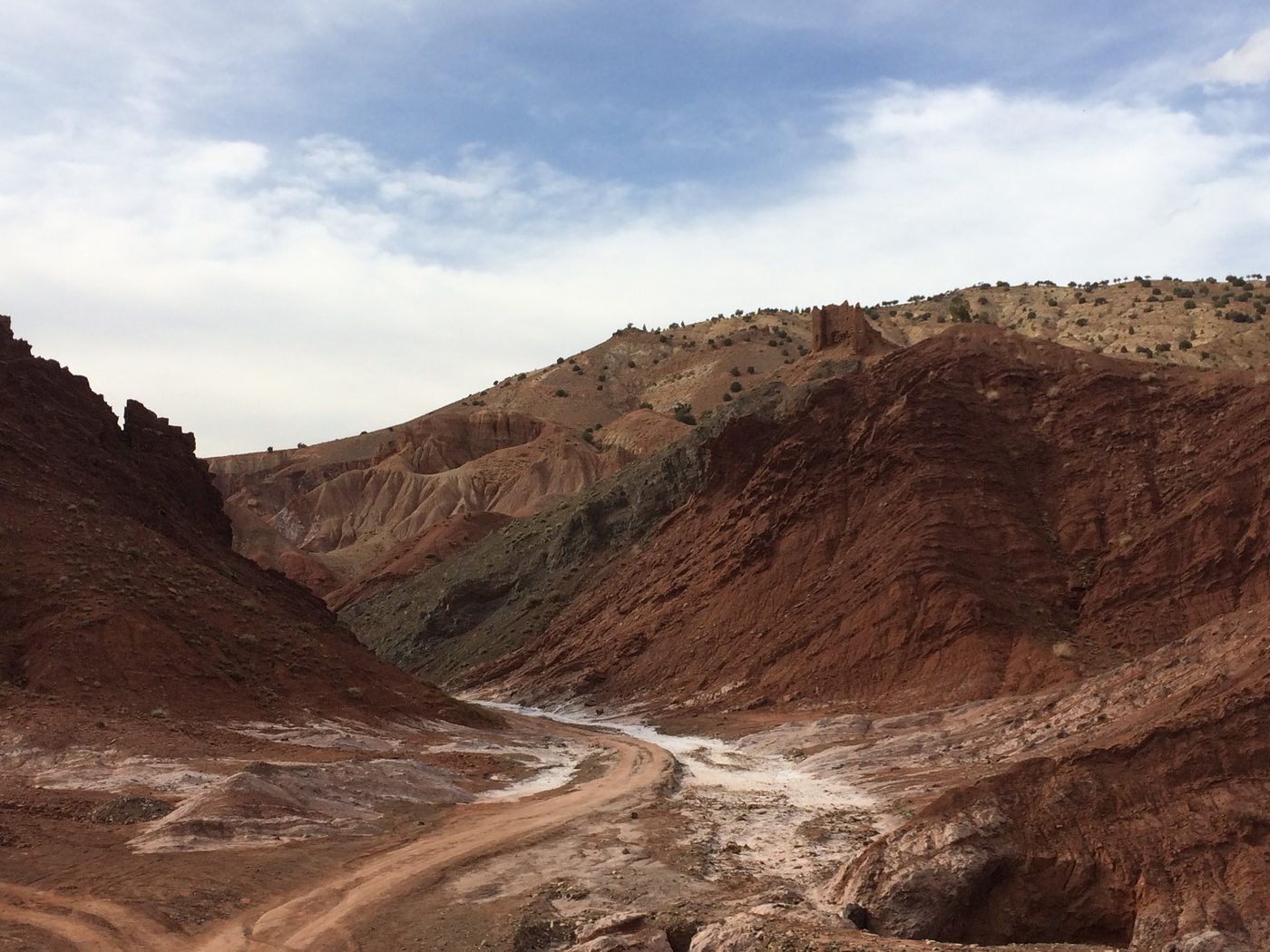 Active salt extraction near Telouet, drawing from Triassic salt layers that record the morocco atlas mountains geological history