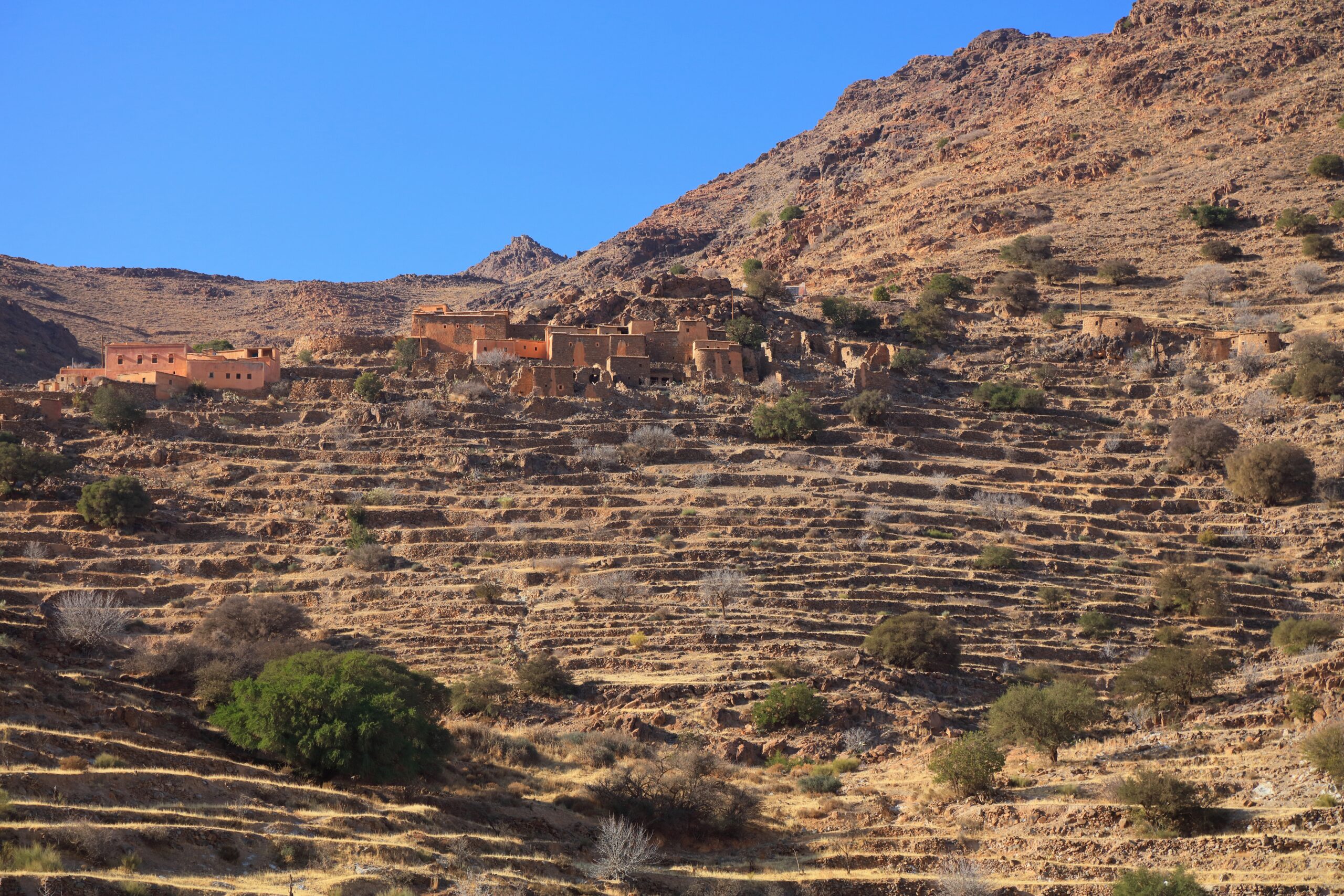 Agricultural terraces in the Anti-Atlas near the Imiter silver mine Morocco region